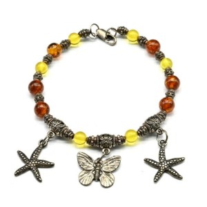 Браслет с янтарем и Кулонами шарик 6мм, 7мм цвет лимонный, коньячный, 18см Браслет с янтарем и Кулонами шарик 6мм, 7мм цвет лимонный, коньячный, 18см