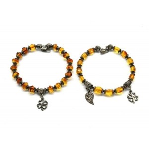 Браслет из янтаря с Кулонами галтовка 5*7мм цвет медовый, 17см.