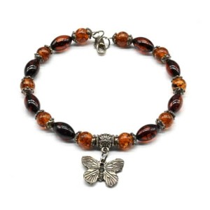 Браслет из янтаря с Кулонами цвет коньячный, кофейный, 20см