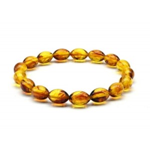 Браслет из янтаря рис 7*11мм цвет медовый, 17см (иск.)