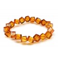 Браслет из янтаря кубик по диагонали 10мм цвет светло-коньячный, 15см (иск.)