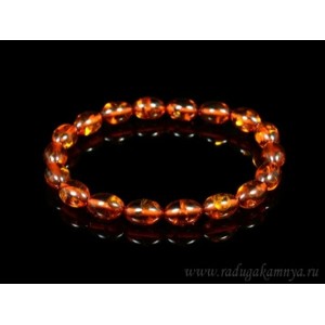Браслет из янтаря рис 7*11мм цвет коньячный, 17см (иск.)