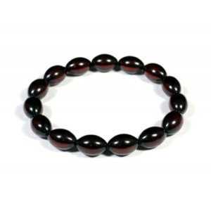 Браслет из янтаря рис 9*13мм цвет вишня, 17см (иск.)