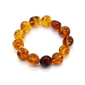Яркий браслет из янтаря мятый шарик 15мм цвет медово-коньячный, 15см (иск.) Яркий браслет из янтаря мятый шарик 15мм цвет медово-коньячный, 15см (иск.)