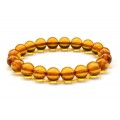 Браслет из янтаря шарик 10мм светло-коньячный, 17см (иск.)