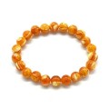 Браслет с шариками из янтаря 8мм цвет карамельный, 15см (иск.)