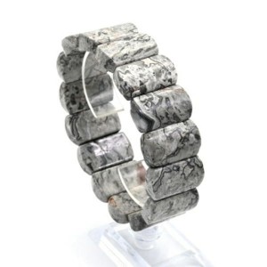 Браслет из яшмы серой прямоугольник 26*15мм, 20см, 92,6г