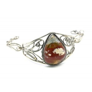 Браслет из яшмы "Пикассо", 19см.