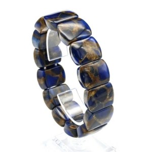 Браслет женский из варисцита прямоугольник 20*15мм цвет синий, 17см (иск.)