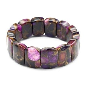 Браслет женский из варисцита прямоугольник 20*15мм цвет ежевичный, 17см (иск.)