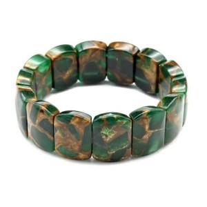Браслет женский из варисцита прямоугольник 20*15мм цвет зеленый, 17см (иск.)