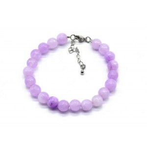 Браслет с шариками кальцита 8мм с замком, цвет кунцит, 19см