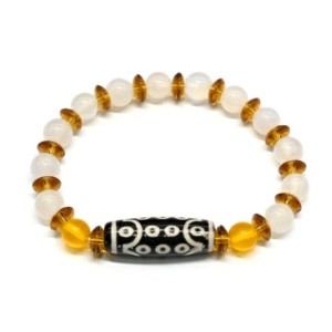 Браслет Дзи Двадцать один глаз бочонок 10*30мм, 17см