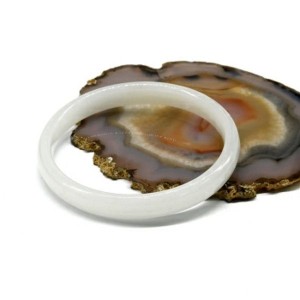 Браслет обруч из муранского стекла ширина 9мм цвет белый (иск.)