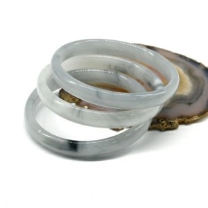 Браслет обруч из муранского стекла ширина 9мм цвет серый (иск.)