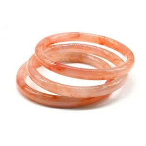 Браслет обруч из муранского стекла ширина 8мм цвет персиковый (иск.)