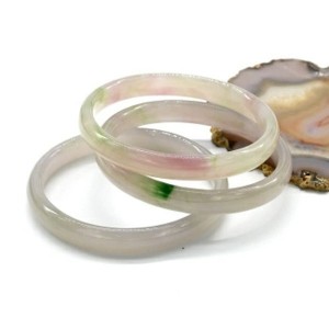 Браслет обруч из муранского стекла ширина 9мм цвет розово-зеленый (иск.)