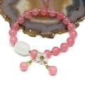 Браслет с подвеской "Цветок" цвет клубничный, 17см (иск.)