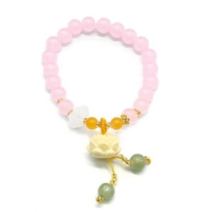 Браслет с подвеской Лотос шарик 8мм цвет розовый, 17см (иск.) Браслет с подвеской Лотос шарик 8мм цвет розовый, 17см (иск.)