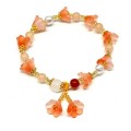 Браслет с подвеской "Цветы" цвет персиковый, 17см (иск.)