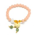 Браслет с подвеской Лотос шарик 8мм цвет персиковый, 17см (иск.)
