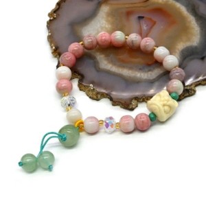 Браслет Голова Льва шарик 8мм цвет розовый светлый, 17см (иск.)