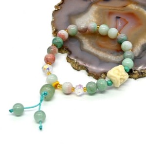 Браслет Голова Льва шарик 8мм цвет мятно-розовый, 17см (иск.)