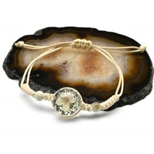 Браслет с муранским стеклом Цветок 18*18мм цвет белый (иск.)