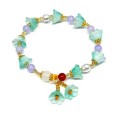 Браслет с подвеской "Цветы" цвет мятный, 17см (иск.)