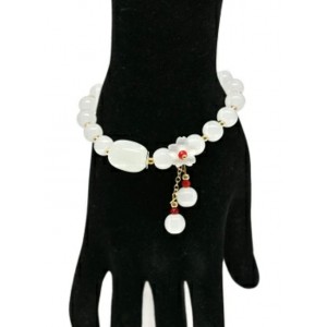 Браслет с подвеской "Цветок" цвет белый, 17см (иск.)