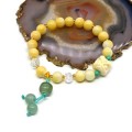 Браслет Голова Льва шарик 8мм цвет желтый, 17см (иск.)