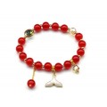 Браслет Русалка шарик 8мм цвет красный, 17см (иск.)