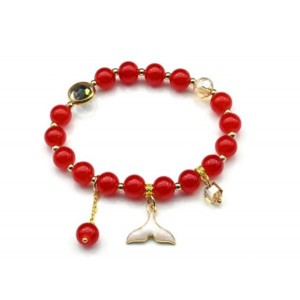 Браслет Русалка шарик 8мм цвет красный, 17см (иск.)