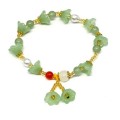 Браслет с подвеской "Цветы" цвет зеленый, 17см (иск.)