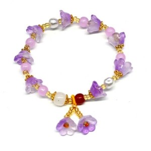 Браслет с подвеской "Цветы" цвет сиреневый, 17см (иск.) Браслет с подвеской "Цветы" цвет сиреневый, 17см (иск.)