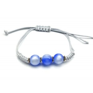 Плетеный браслет с полимером шарик 12мм цвет синий (иск.)