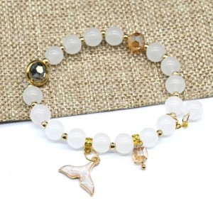 Браслет Русалка шарик 8мм цвет белый, 17см (иск.)