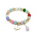 Браслет Бабочка рондель 8*6мм цвет ассорти, 17см (иск.)