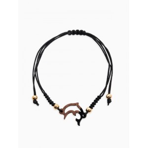 Браслет «Дельфинчик» на нити, на нити, чёрный, цвет золотистый