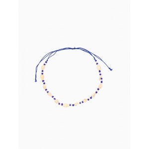 Браслет на ногу, анклет, длина 20 см, белый, синий