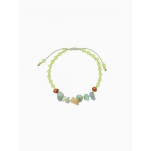 Браслет, длина 16 см, фисташковый, золотой Браслет, длина 16 см, фисташковый, золотой