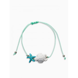 Браслет на нити «Звезда и Черепашка», серый, цвет серебристый