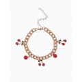 Браслет на цепи «Вишневый рай», малые, красный, цвет золотистый