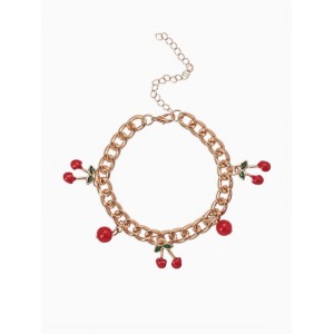 Браслет на цепи «Вишневый рай», малые, красный, цвет золотистый