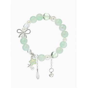 Браслет с Кулонми «Сахарный» звёздочка, шар №10/8, d=6 см, белый, зелёный, цвет серебристый Браслет с Кулонми «Сахарный» звёздочка, шар №10/8, d=6 см, белый, зелёный, цвет серебристый