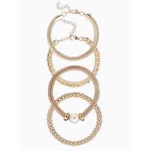 Браслет «Стиль. Плетение и Звенья», набор 4 шт. белый, цвет золотистый