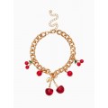 Браслет на цепи «Вишневый рай. Большая вишенка», L=17 см, красный, цвет золотистый