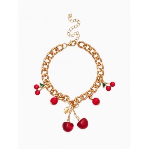 Браслет на цепи «Вишневый рай. Большая вишенка», L=17 см, красный, цвет золотистый