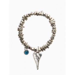 Браслет из бусин с подвеской «Стиляшка», d=6 см, голубой, цвет серебристый