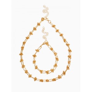 Комплект: цепь, браслет «Узел», 20, 40 см, медь, цвет золото Комплект: цепь, браслет «Узел», 20, 40 см, медь, цвет золото